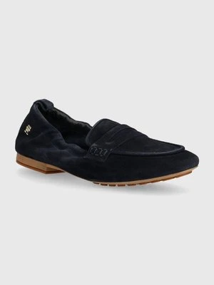 Tommy Hilfiger mokasyny zamszowe TH SUEDE MOCCASIN damskie kolor granatowy na płaskim obcasie FW0FW07714