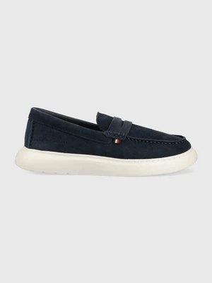 Tommy Hilfiger mokasyny zamszowe TOMMY HILFIGER HYBRID LOAFER męskie kolor granatowy FM0FM04440