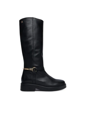 Tommy Hilfiger Oficerki Th Stud Leather Knee Riding Boot FW0FW09608 Czarny