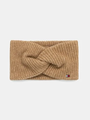 Tommy Hilfiger opaska na głowę z dodatkiem wełny kolor beżowy AW0AW17778