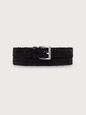 Tommy Hilfiger pasek pleciony damski skórzany czarny