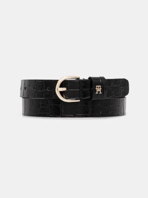 Tommy Hilfiger pasek skórzany damski kolor czarny AW0AW17755