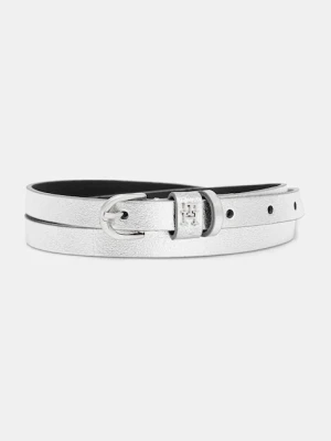 Tommy Hilfiger pasek skórzany dziecięcy damski kolor srebrny AW0AW17977