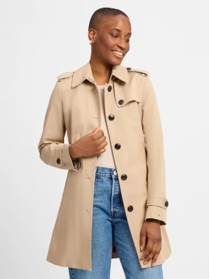 Tommy Hilfiger Płaszcz damski Kobiety Bawełna beżowy jednolity,
