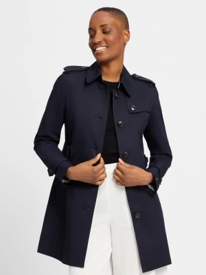 Tommy Hilfiger Płaszcz damski Kobiety Bawełna niebieski jednolity,