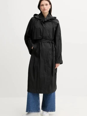 Tommy Hilfiger płaszcz damski kolor czarny przejściowy WW0WW46445
