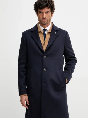 Tommy Hilfiger płaszcz męski z wełną granatowy