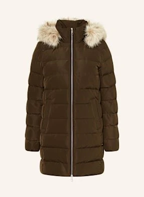 Tommy Hilfiger Płaszcz Puchowy Z Odpinanym Sztucznym Futrem braun