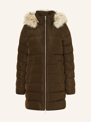 Tommy Hilfiger Płaszcz Puchowy Z Odpinanym Sztucznym Futrem braun