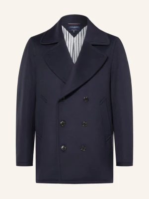 Tommy Hilfiger Płaszcz Wełniany blau GRANATOWY