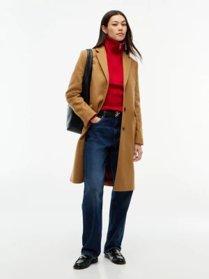 Tommy Hilfiger płaszcz wełniany Kobiety Wełna brązowy