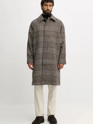 Tommy Hilfiger płaszcz z dodatkiem wełny kolor brązowy MW0MW40633