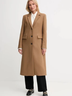 Tommy Hilfiger płaszcz z dodatkiem wełny kolor brązowy WW0WW47445