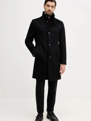 Tommy Hilfiger płaszcz z dodatkiem wełny kolor czarny MW0MW40767