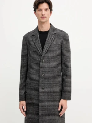Tommy Hilfiger płaszcz z dodatkiem wełny kolor czarny MW0MW40769