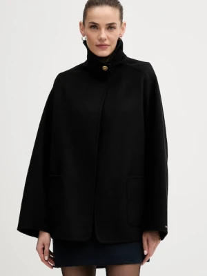 Tommy Hilfiger płaszcz z dodatkiem wełny kolor czarny WW0WW47758