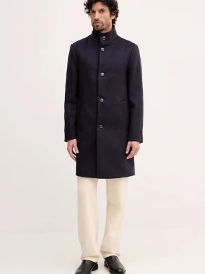 Tommy Hilfiger płaszcz z dodatkiem wełny kolor granatowy MW0MW40767