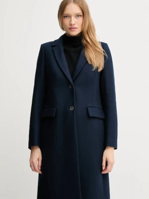 Tommy Hilfiger płaszcz z dodatkiem wełny kolor granatowy WW0WW46547