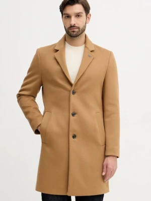 Tommy Hilfiger płaszcz z wełną kolor brązowy MW0MW40768