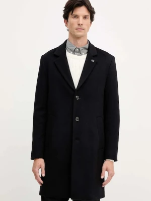 Tommy Hilfiger płaszcz z wełną kolor czarny MW0MW40768