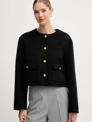 Tommy Hilfiger kurtka z wełną kolor czarny WW0WW47446