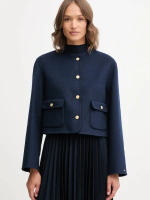 Tommy Hilfiger kurtka z wełną kolor granatowy WW0WW47446