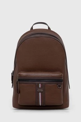 Tommy Hilfiger plecak skórzany męski kolor brązowy duży gładki AM0AM12224