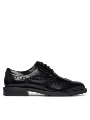 Tommy Hilfiger Półbuty Lth Abrasivato Brogue Shoe FM0FM06078 Czarny