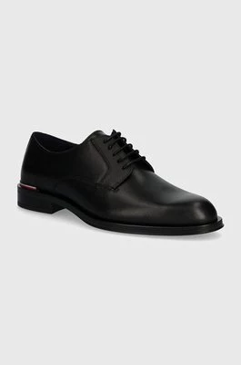 Tommy Hilfiger półbuty skórzane CORE RWB HILFIGER TEXT LTH SHOE męskie kolor czarny FM0FM05255