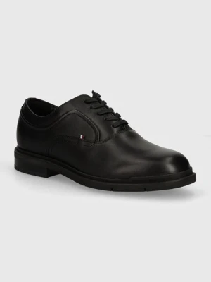 Tommy Hilfiger półbuty skórzane FLEXIBLE HILFIGER LTH OXF SHOE męskie kolor czarny FM0FM05086