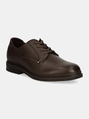 Tommy Hilfiger półbuty skórzane FLEXIBLE HILFIGER MIX LTH SHOE męskie kolor brązowy FM0FM05164