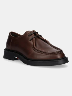 Tommy Hilfiger półbuty skórzane HILFIGER COMFORT LWT LTH MOC TOE męskie kolor brązowy FM0FM05588