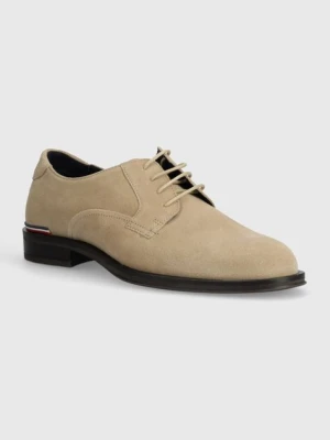 Tommy Hilfiger półbuty zamszowe CORE RWB HILFIGER SUEDE SHOE męskie kolor beżowy FM0FM04868