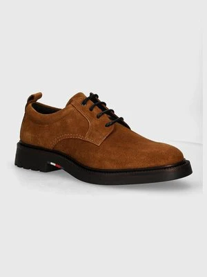 Tommy Hilfiger półbuty zamszowe LIGHT HILFIGER LWT SUEDE SHOE męskie kolor brązowy FM0FM05088