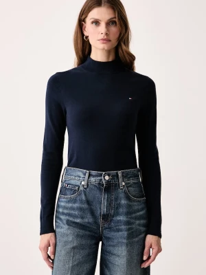 Tommy Hilfiger półgolf damski z bawełną granatowy