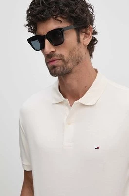 Tommy Hilfiger polo bawełniane kolor beżowy gładki