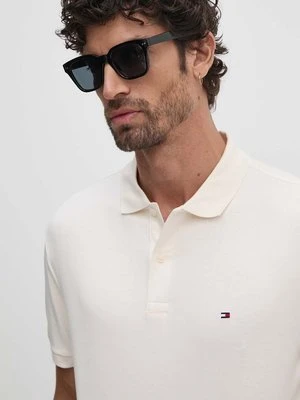 Tommy Hilfiger polo bawełniane kolor beżowy gładki