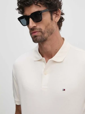 Tommy Hilfiger polo bawełniane kolor beżowy gładki