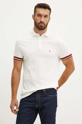 Tommy Hilfiger polo bawełniane kolor beżowy gładki MW0MW35588