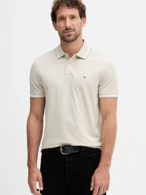 Tommy Hilfiger polo bawełniane kolor beżowy gładki MW0MW37522