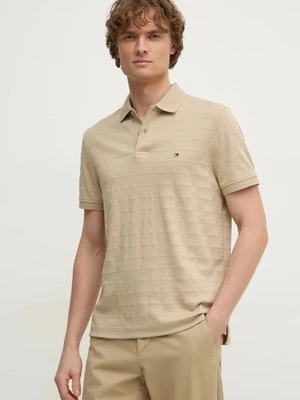 Tommy Hilfiger polo bawełniane kolor beżowy gładki MW0MW37528