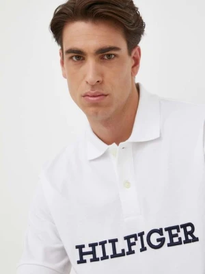 Tommy Hilfiger polo bawełniane kolor biały z aplikacją