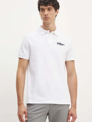 Tommy Hilfiger polo bawełniane kolor biały z aplikacją MW0MW35603