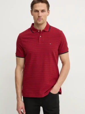 Tommy Hilfiger polo bawełniane kolor bordowy wzorzysty MW0MW37527