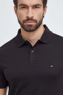 Tommy Hilfiger polo bawełniane kolor czarny gładki