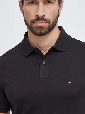 Tommy Hilfiger polo bawełniane kolor czarny gładki