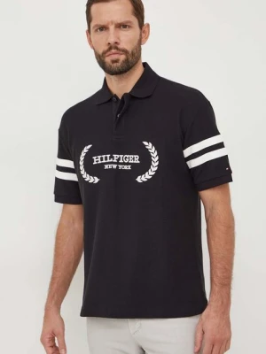 Tommy Hilfiger polo bawełniane kolor czarny z aplikacją MW0MW33588