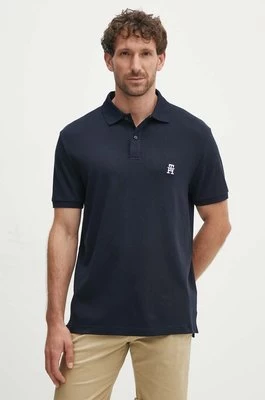 Tommy Hilfiger polo bawełniane kolor granatowy gładki