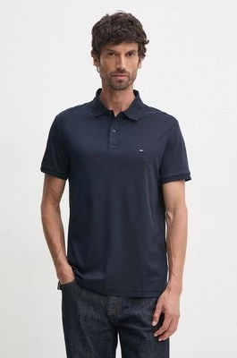 Tommy Hilfiger polo bawełniane kolor granatowy gładki