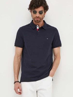 Tommy Hilfiger polo bawełniane kolor granatowy gładki